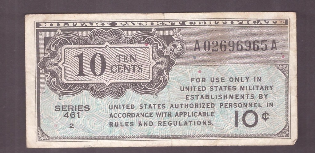 USA - banknot - Wojsko - 10 Cents