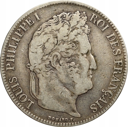55. Francja, 5 franków 1837 W, Ludwik Filip I