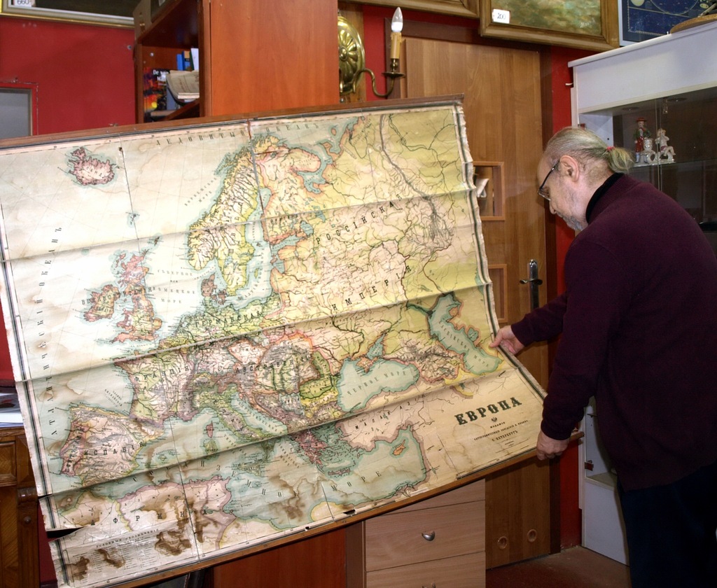 carska mapa Europy na ścianę giga format 1890r