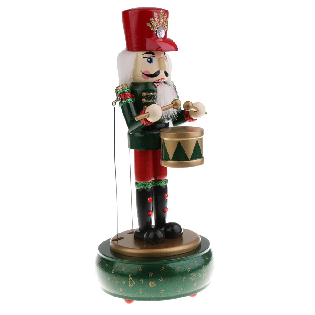 30CM Wooden Nutcracker Drummer Music Box Wind Up 13684703184