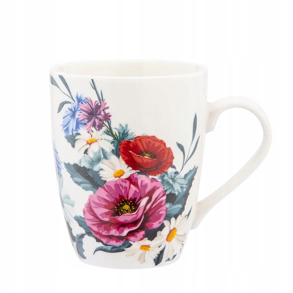 Kubek w kwiaty z porcelany do kawy Altom Design Kwiaty Polskie 350 ml