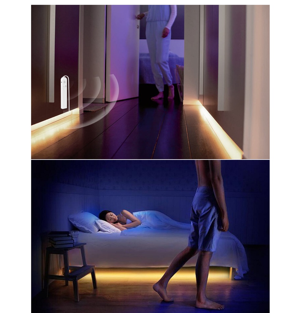 светодиодная подсветка кровати с датчиком движения. светодиодная лента под кроватью. диодная подсветка кровати. ночная подсветка под кроватью. подсветка кровати светодиодной лентой.