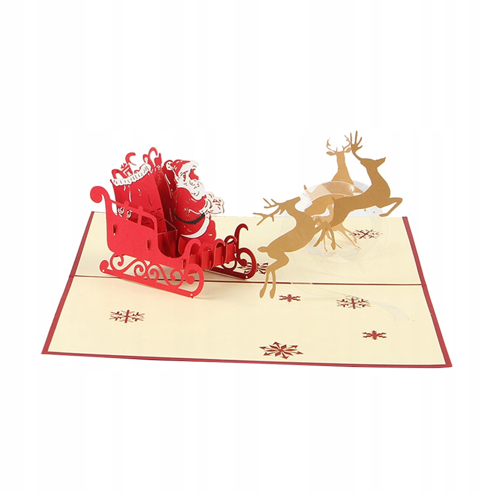 Kreatywne 3D Santa Sleigh Elk Greeting Christmas