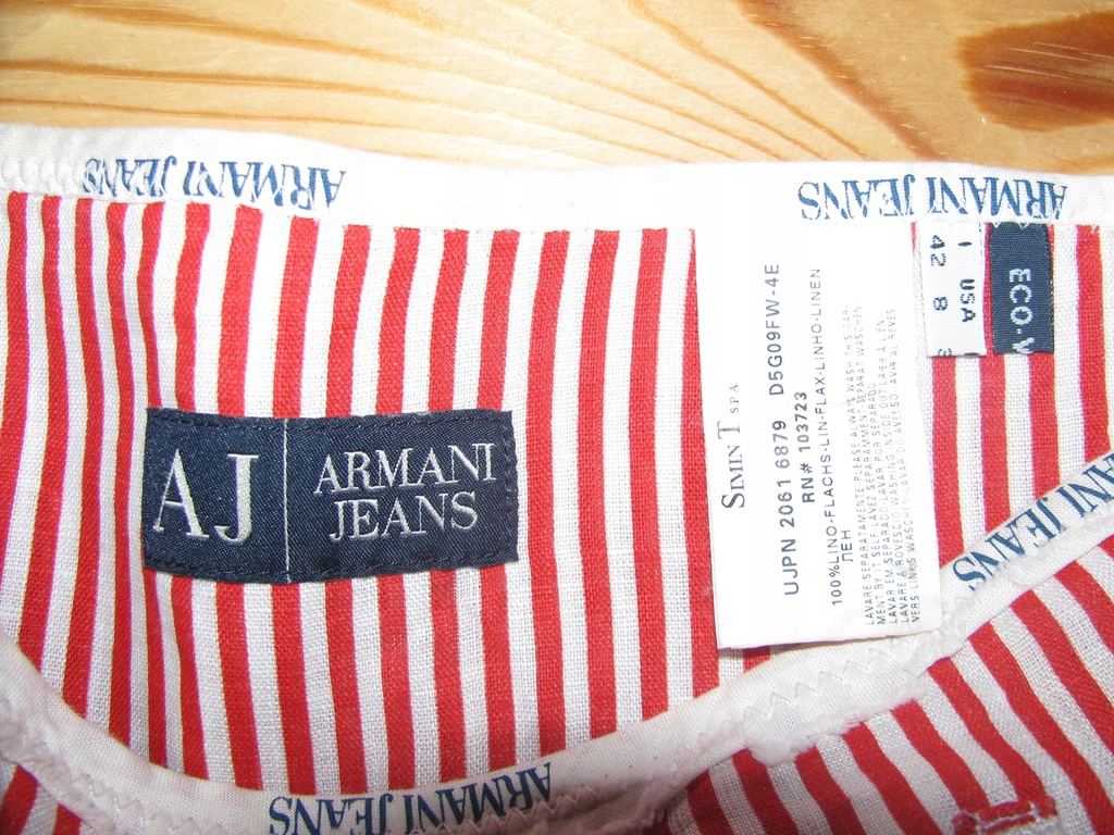 ARMANI JEANS lniana SPÓDNICZKA w paseczki, r. 38