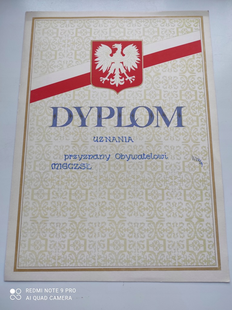 DYPLOM PRL-u WZÓR 5 1974