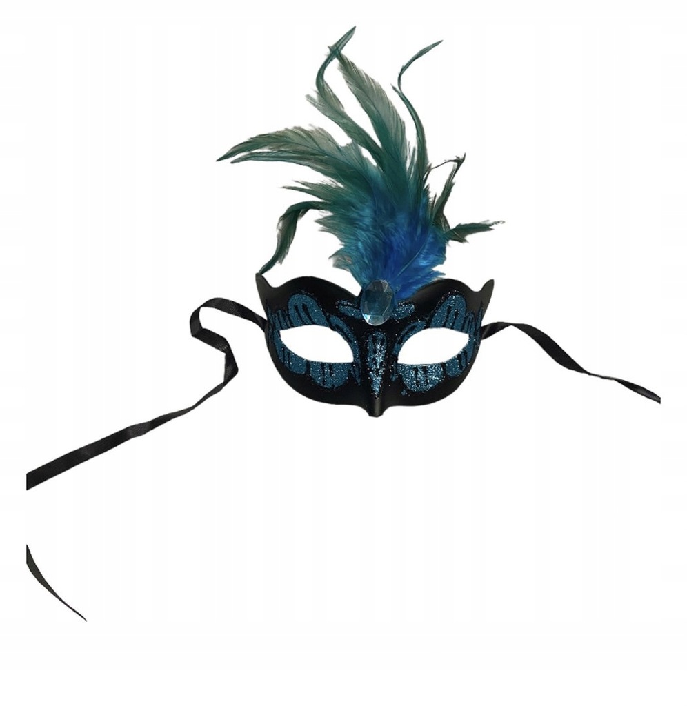 Maska-Venetian Mask Light Blue with Light Blue Sto
