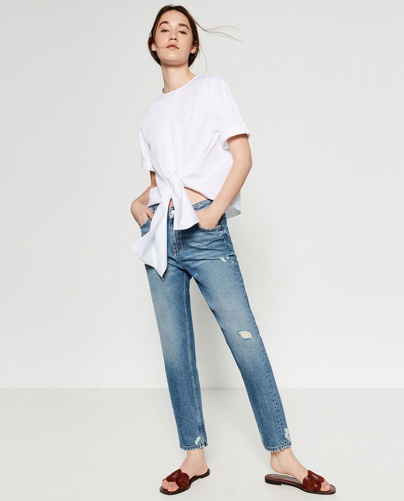 ZARA WOMAN 36 S SPODNIE JEANS Z DZIURAMI U58