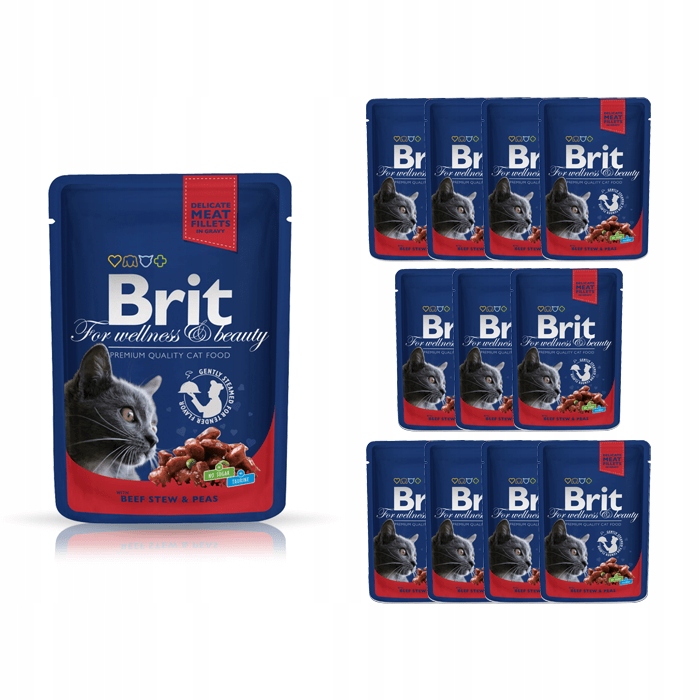 Brit Premium Cat wołowina i groszek 12x100g