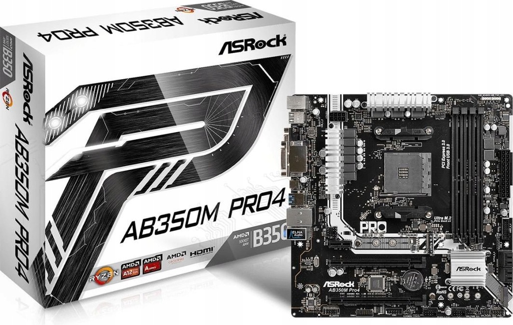 Купить КОРОБКА ASRock AB350M PRO4 AM4 DDR4: отзывы, фото, характеристики в интерне-магазине Aredi.ru