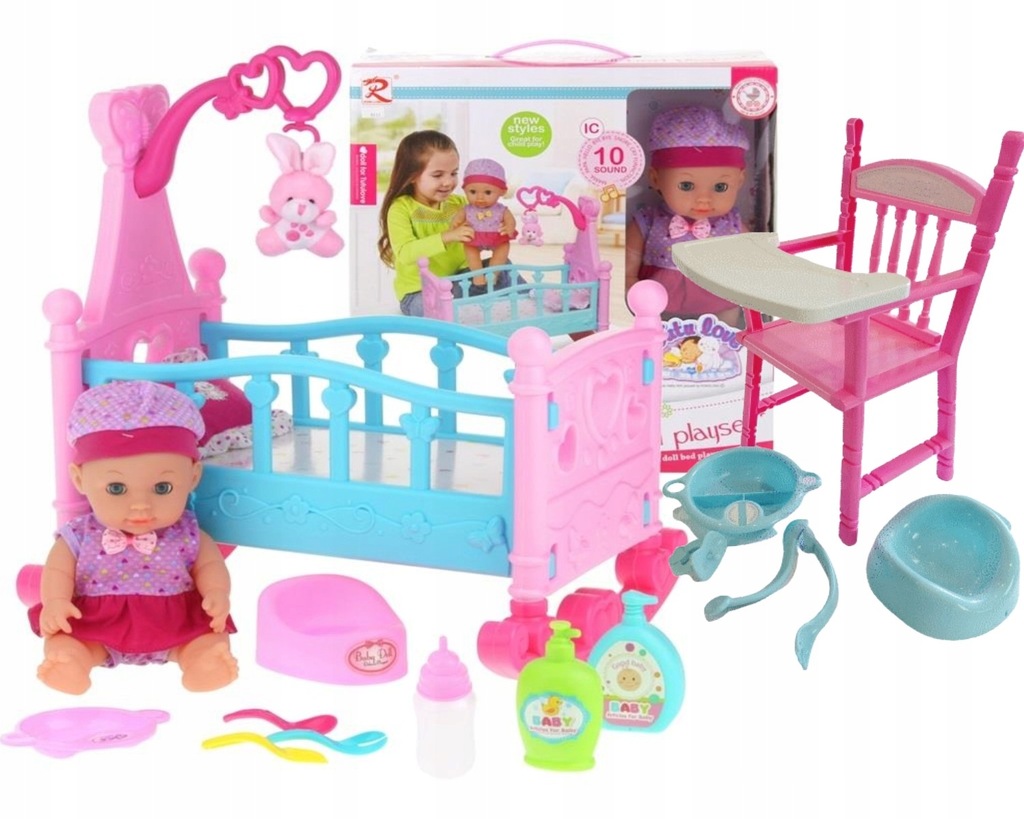 LALKA BOBAS WÓZEK ŁÓŻECZKO KRZESEŁKO ZESTAW 4w1