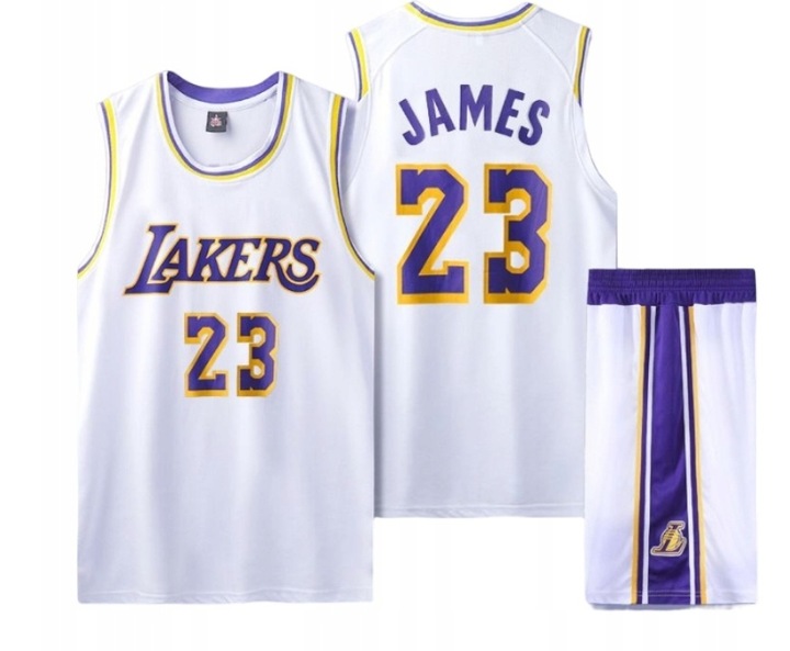 KOSZULKA NBA LOS ANGELES LAKERS LEBRON JAMES BIAŁA 23 + SPODENKI 5XL