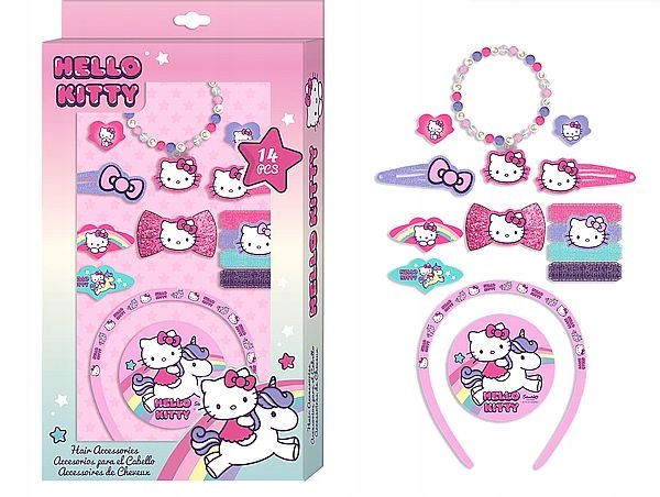 ZESTAW AKCESORIÓW DO WŁOSÓW HELLO KITTY 14 ELEMENTÓW HK50103