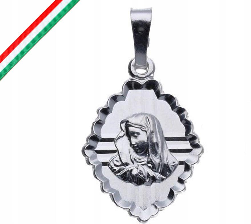 Srebrny medalik 925 cudowny Matka Boska chrzest Komunia Święta pamiątka
