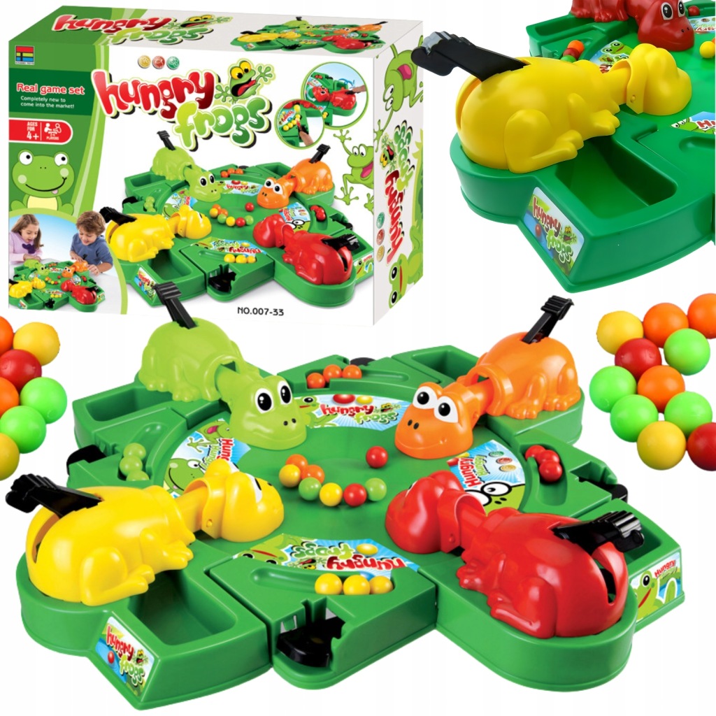 Gra Rodzinna "Głodne Żabki" Zręcznościowa Gra Zestaw Kolorowe Żaby Kulki