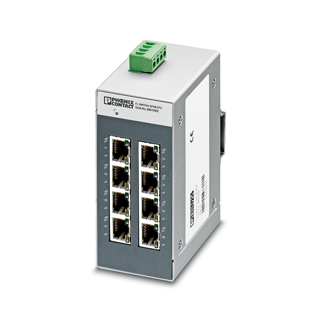 Ethernetowy Switch przemysłowy 8 portów RJ45 10/100Mb/s autokros na szynę D