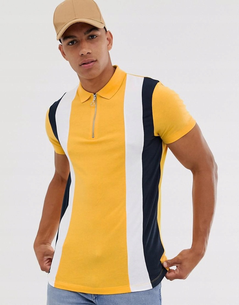 ASOS DESIGN__XDI KOSZULKA POLO MĘSKA Z ZAMKIEM__M