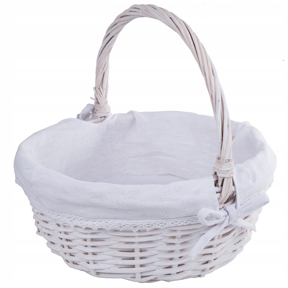 Koszyczek Wielkanocny Biały Koszyk Wiklinowy 26cm