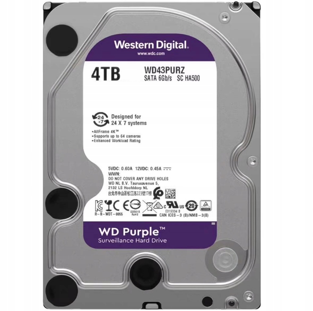 Western Digital WD Purple hard drive DISK 4TB 4TB SATA III 3.5"