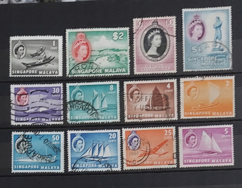 SINGAPUR- seria znaczków z ELIZABETH.