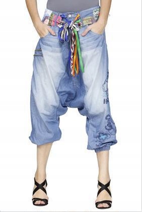 DESIGUAL NIEBIESKIE SPODNIE BAGGY ROZ 24