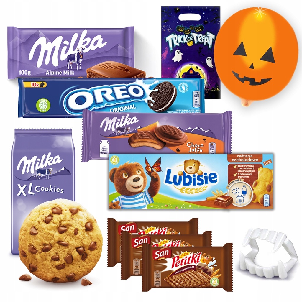Zestaw mix słodyczy na Halloween dla dzieci gadżety gratis