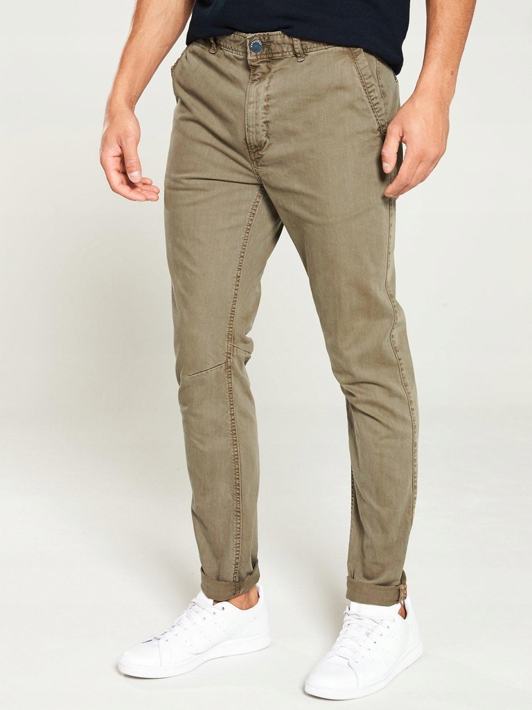 SUPERDRY MĘSKIE BRĄZOWE SPODNIE CHINOS__38/32