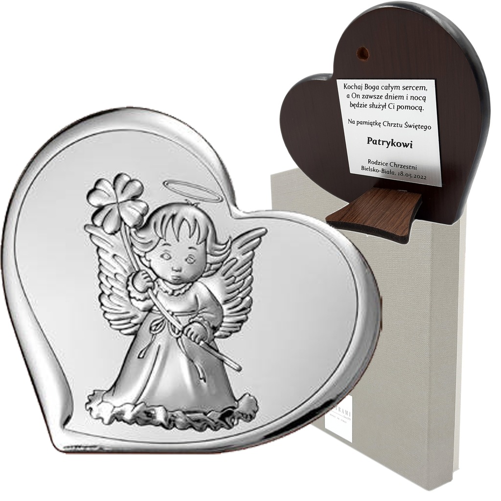 ANIOŁEK Z KONICZYNKĄ - OBRAZEK NA CHRZEST GRAWER