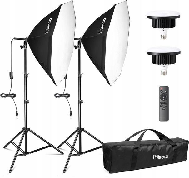 Potaeco Equipo 2x Softbox 76cm zestaw studyjny 3000-6500K 2x150W 2xstatyw 2