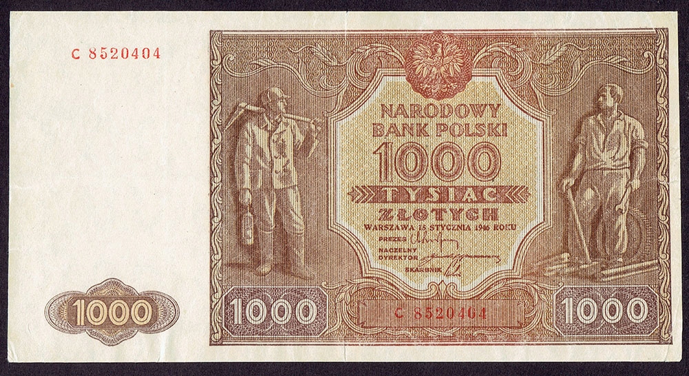 Polska 1000 Złotych 1946 Ser. C, Stan 3-