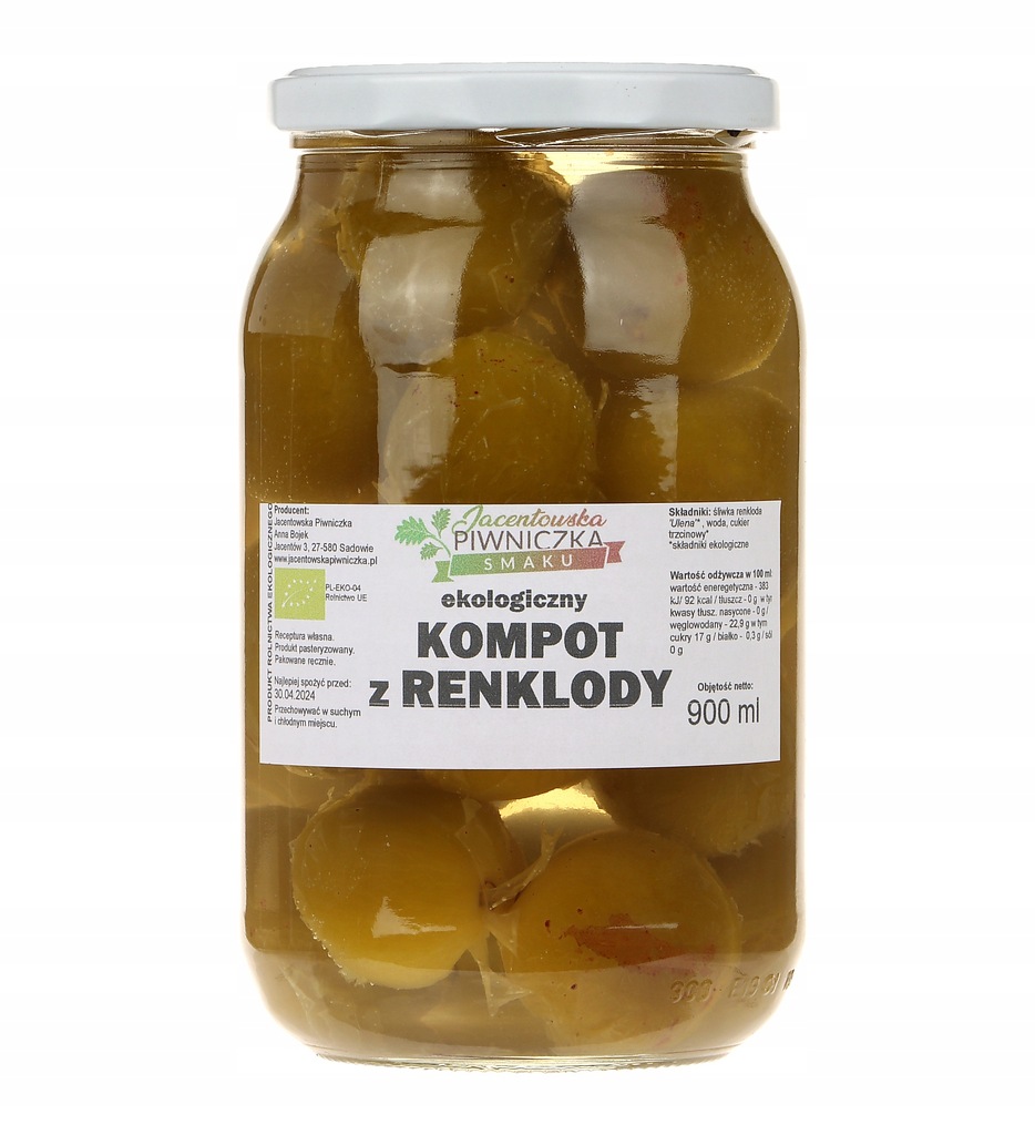 Ekologiczny Kompot ze śliwki renklody 900ml Jacent 13804529627