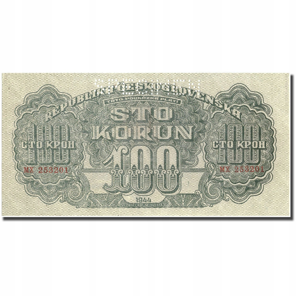 Banknot, Czechosłowacja, 100 Korun, 1944, 1944, KM