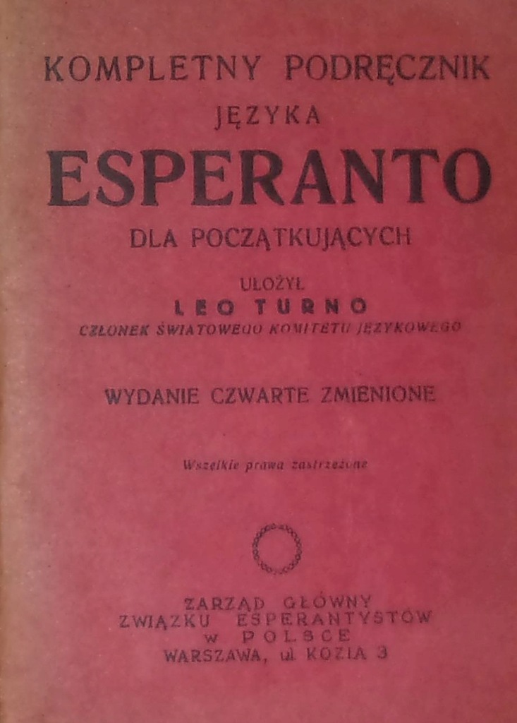 Turno KOMPLETNY PODRĘCZNIK JĘZYKA ESPERANTO