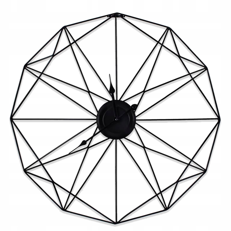Zegar czarny ścienny metalowy loft geometryczny 60