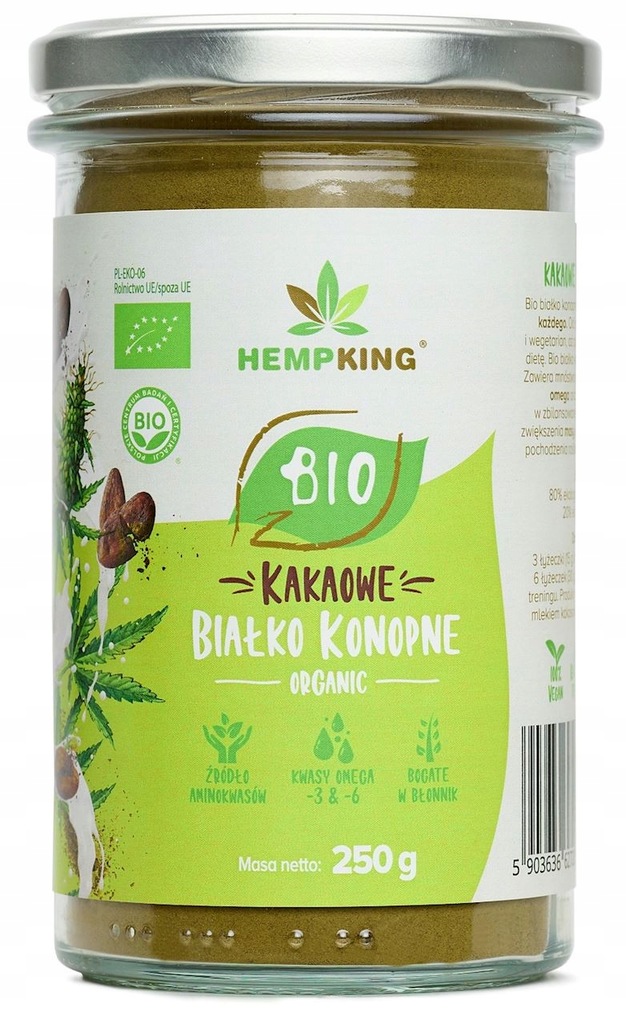 BIAŁKO KONOPNE KAKAOWE BEZGLUTENOWE BIO 250 g - HE