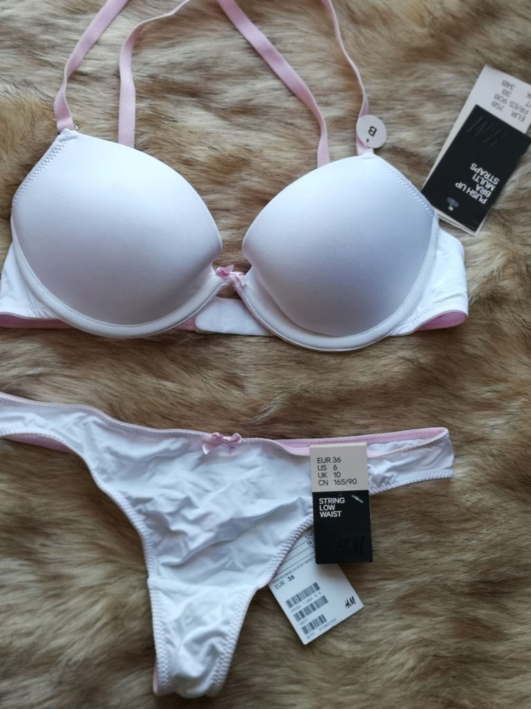 Biały komplet bielizny H&M push up 75 B nowy