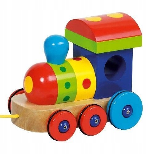 Kolorowa drewniana lokomotywa dla dzieci