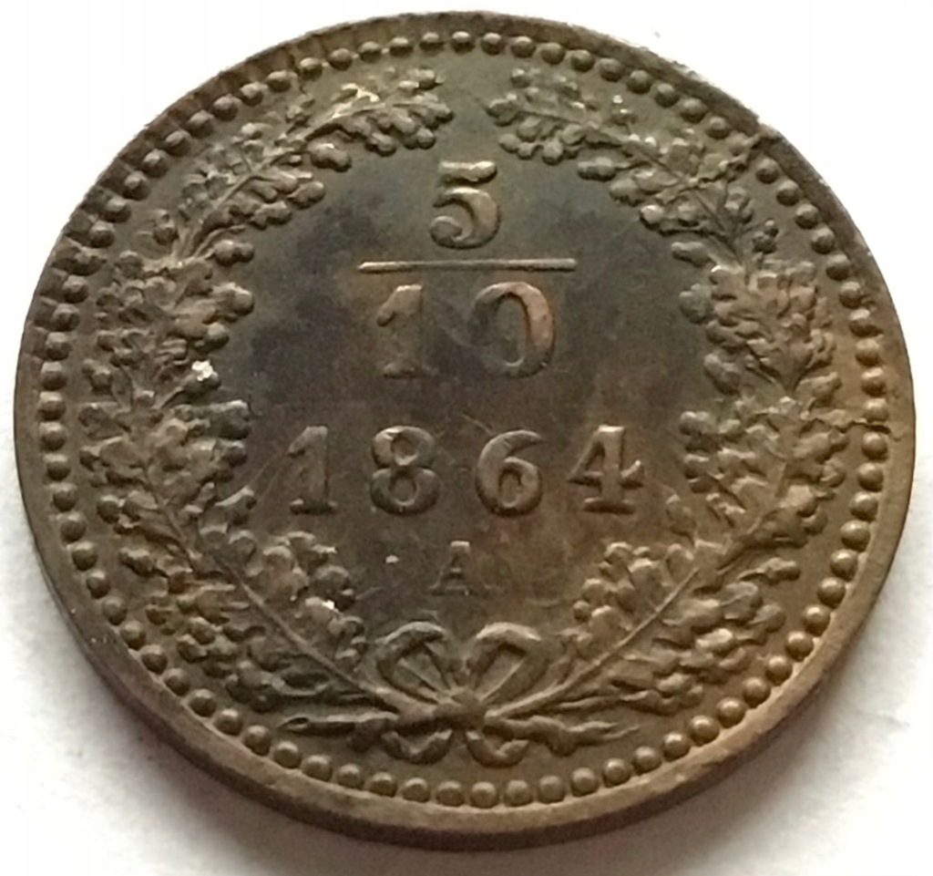 Austria 5/10 Krajcara 1864 A Franciszek Józef