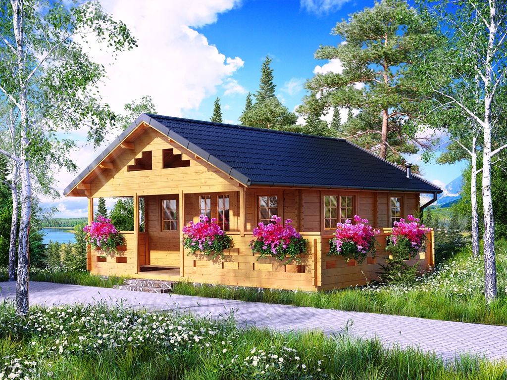 Drewniany domek letniskowy Sara 46 + 22 m2