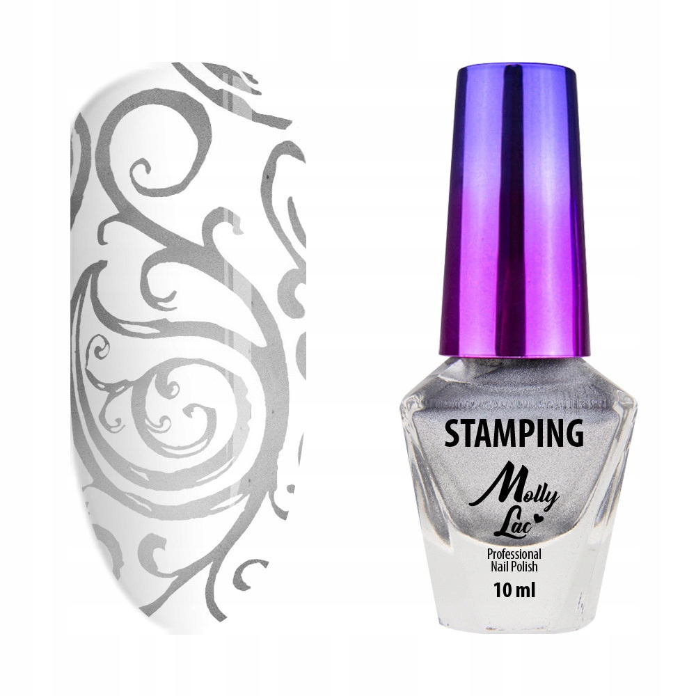 Lakier do stempli i stampingu MollyLac nr 3 10 ml, srebrny
