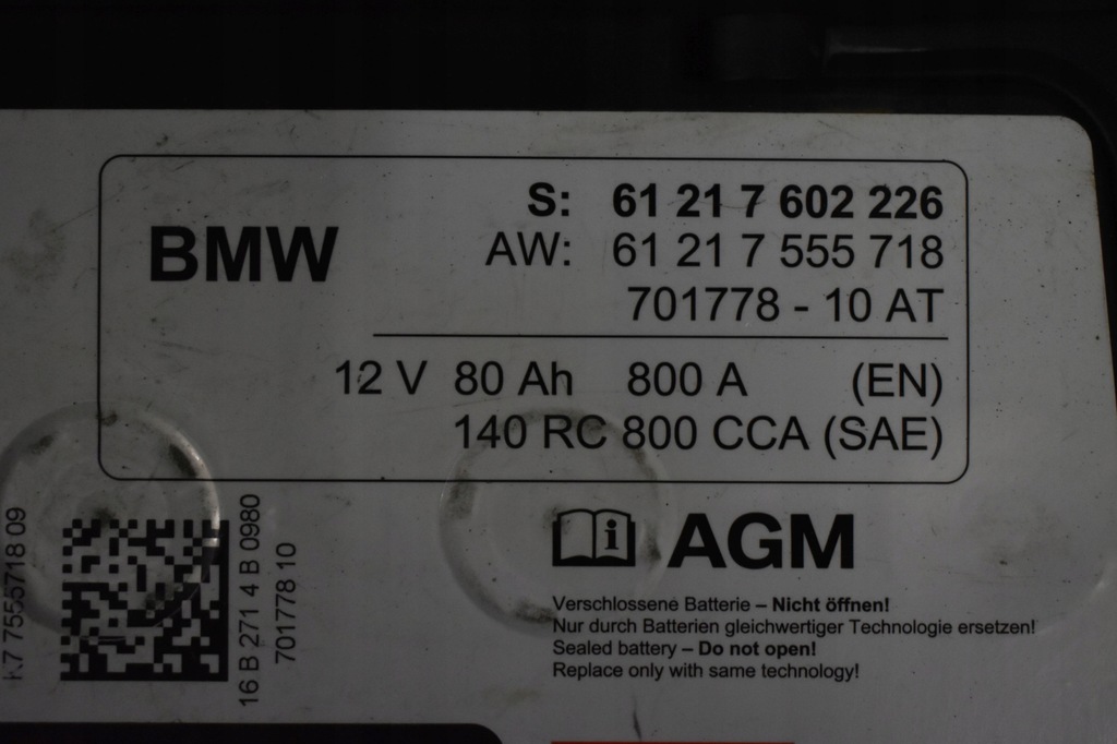 AKUMULATOR AGM 80AH BMW 1 3 E81 E87 E90 E91 E92