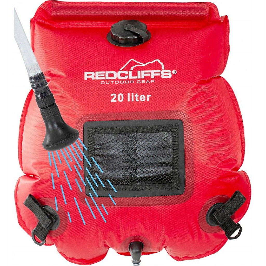 PRYSZNIC SOLARNY KEMPINGOWY TURYSTYCZNY PRZENOŚNY 20L REDCLIFFS CZERWONY