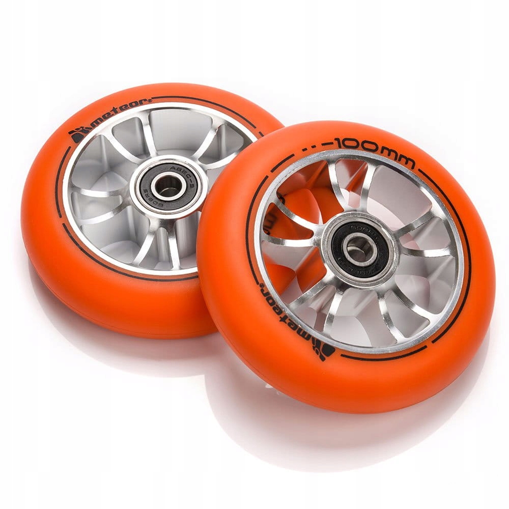 Meteor 2 koła ALU100mm ABEC-9 - Orange Silver