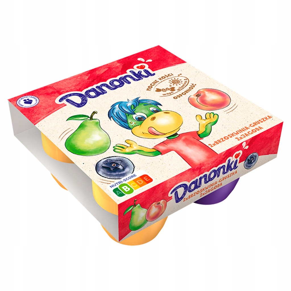 Danone Danonki Mega Serek brzoskwinia-gruszka jagoda 360 g (4 x 90 g)