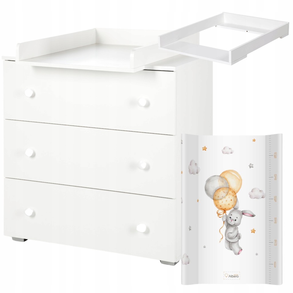 KLUPŚ KOMODA PAULA biała Z PRZEWIJAKIEM POJEMNA DZIECIĘCA SZUFLADA + MATA