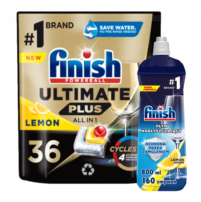 Finish Ultimate do zmywarki lemon 36 + płyn 0,8L
