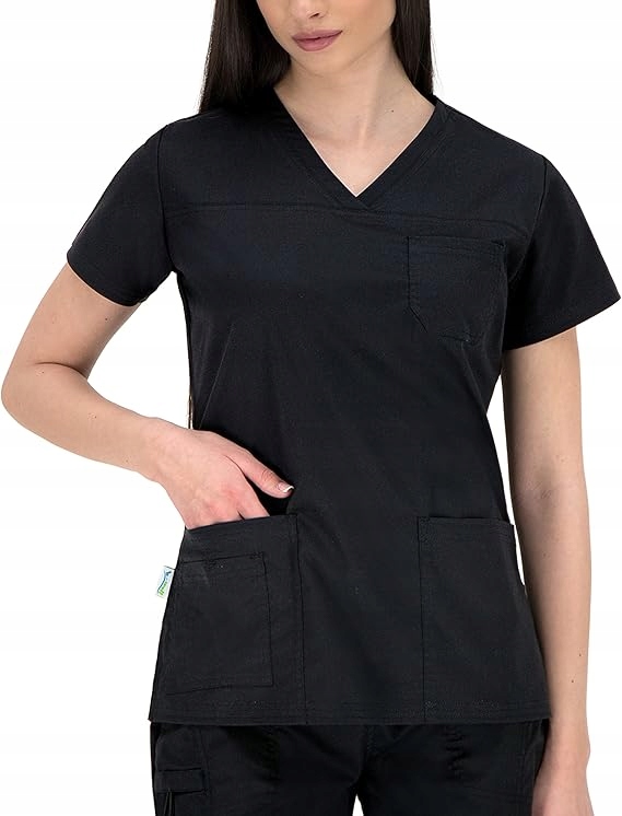 E1566 B-WELL KOSZULKA MEDYCZNA DAMSKA CZARNA ANDREA R.38/M