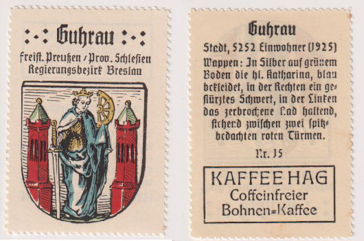 Guhrau, Góra, znaczek z albumu Kaffee Hag, -175