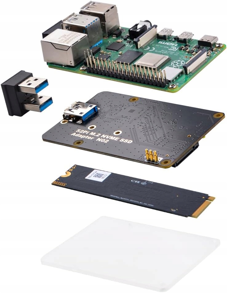GeeekPi M.2 NVME SSD Adapter do Raspberry Pi 4, kompatybilny z Linux