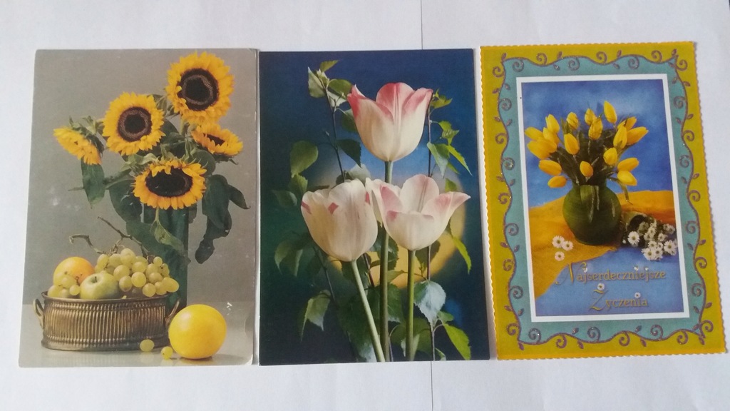 3 pocztówki Kwiaty (zestaw)