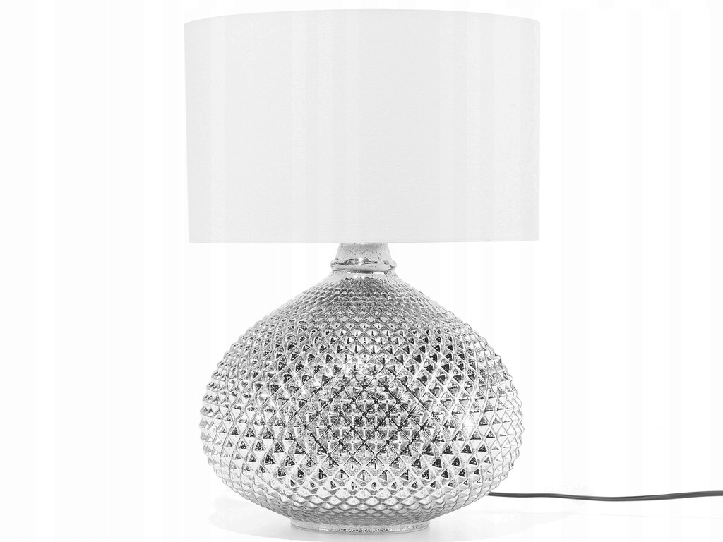 Ozdobna lampka stołowa szklana srebrna